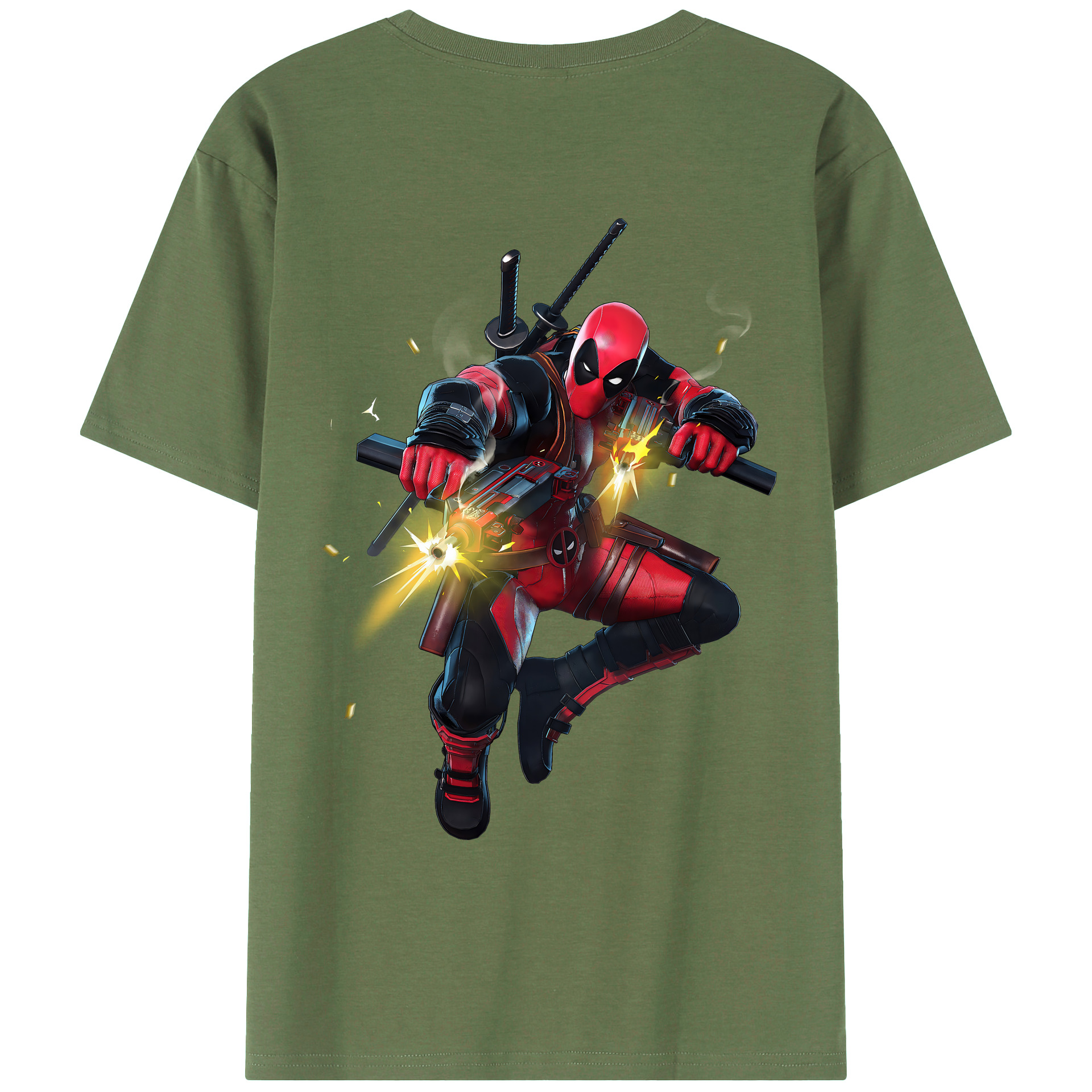 （画像用） Deadpool デッドプール 綿100％ メンズ半袖Tシャツ（バックプリント） 通気性